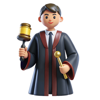 wonderful contemporary Judge in robe holding gavel, exclusive png