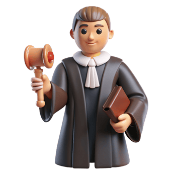 dramatic minimalist Judge in robe holding gavel, 4K png