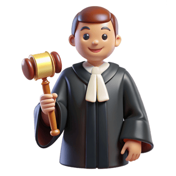 beautiful minimalist Judge in robe holding gavel, original png