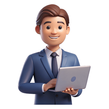 extraordinary modern Marketing manager with laptop, exclusive png
