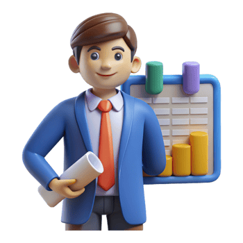 serene contemporary Project manager with Gantt chart, authentic png