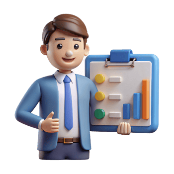 dramatic contemporary Project manager with Gantt chart, authentic png