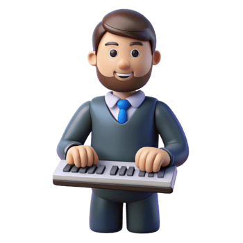 vibrant abstract Software engineer with keyboard, original png
