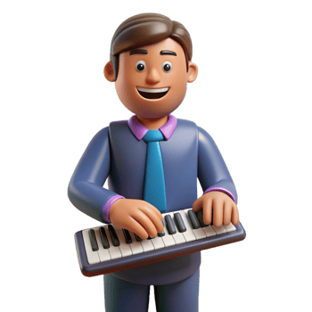 vibrant contemporary Software engineer with keyboard, high quality png