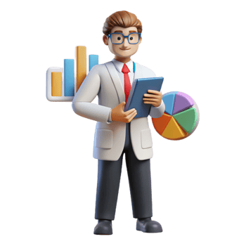 stunning vintage Data scientist with charts and graphs, genuine png