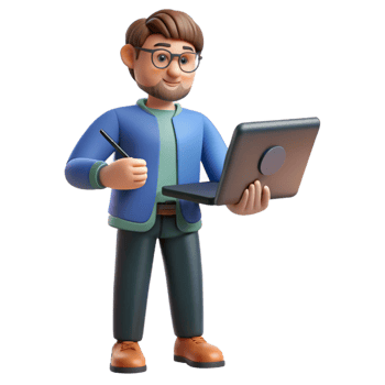 serene classic Graphic designer with drawing tablet, authentic png