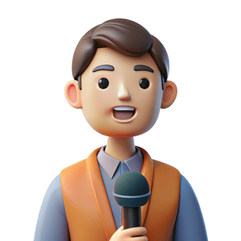 beautiful vintage Journalist with microphone, exclusive png
