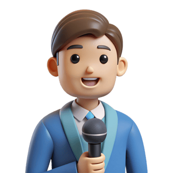 vibrant traditional Journalist with microphone, genuine png