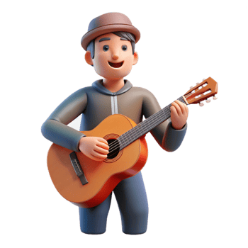 elegant rustic Musician playing guitar, genuine png