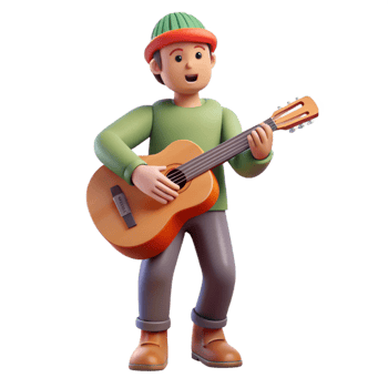 stunning contemporary Musician playing guitar, original png
