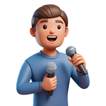 impressive modern Singer holding microphone, professional png