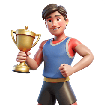 stunning minimalist Athlete holding trophy, exclusive png