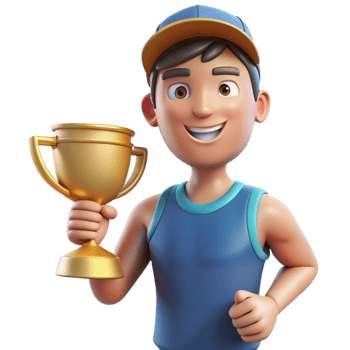 dramatic abstract Athlete holding trophy, high quality png