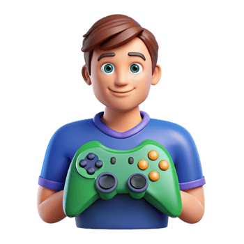 elegant artistic Gamer with game controller, genuine png