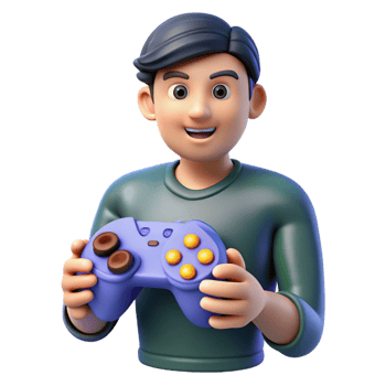 stunning modern Gamer with game controller, premium png
