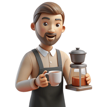 elegant rustic Barista making coffee, genuine png
