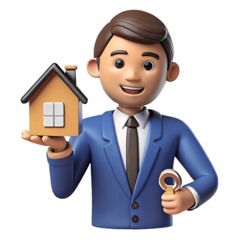 vibrant minimalist Real estate agent holding a house key, 4K png