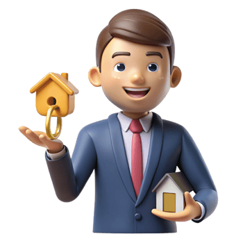 beautiful creative Real estate agent holding a house key, authentic png