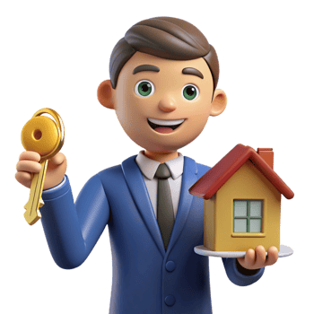 extraordinary creative Real estate agent holding a house key, 4K png