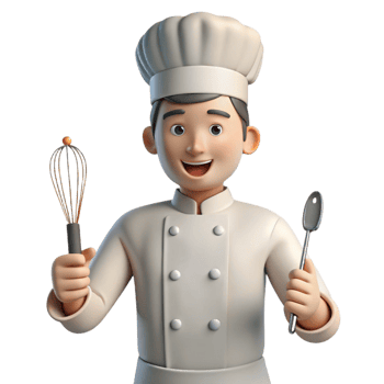 dramatic traditional Chef holding a knife and whisk authentic png