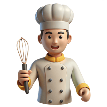 dramatic creative Chef holding a knife and whisk premium png