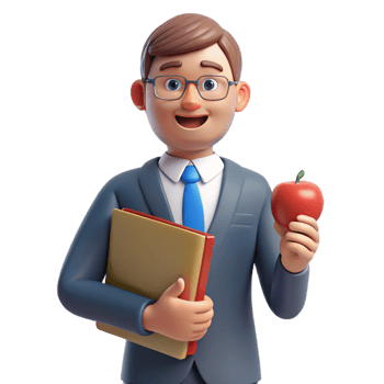 stunning vintage Teacher holding a book and apple premium png