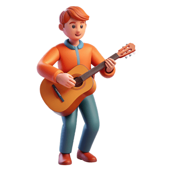 wonderful minimalist Musician playing a guitar detailed png