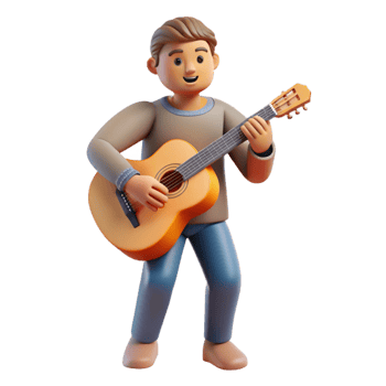 beautiful vintage Musician playing a guitar high resolution png