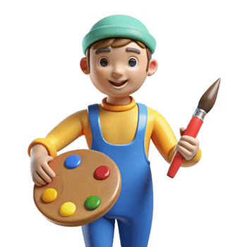 wonderful rustic Artist holding a paintbrush and palette original png