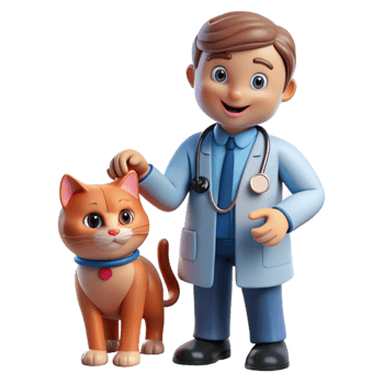 elegant classic Veterinarian examining a cat original png