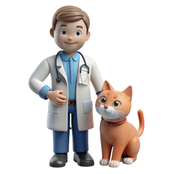 dramatic classic Veterinarian examining a cat genuine png