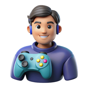 vibrant creative Gamer with a gaming controller high quality png