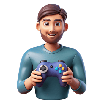 wonderful rustic Gamer with a gaming controller professional png