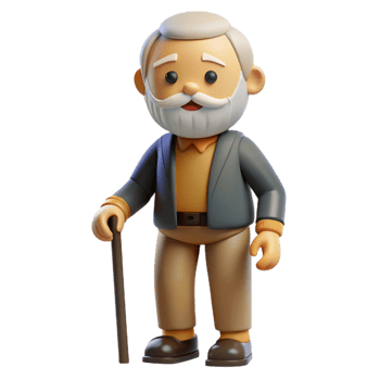 extraordinary contemporary Elderly man with a beard and a cane genuine png