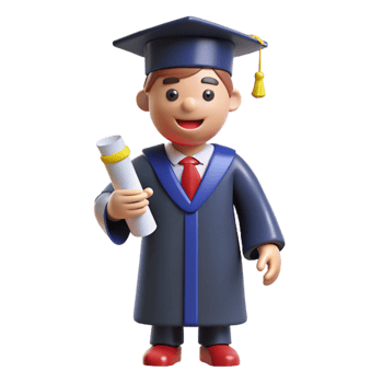 vibrant modern Graduate in a cap and gown holding a diploma professional png