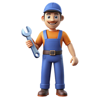 stunning classic Mechanic in coveralls holding a wrench 4K png