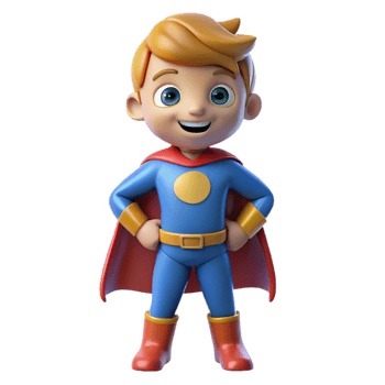 elegant rustic Happy child wearing a superhero costume original png