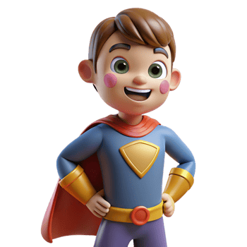 magnificent minimalist Happy child wearing a superhero costume authentic png