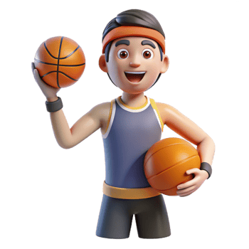 magnificent classic Excited athlete holding a basketball premium png