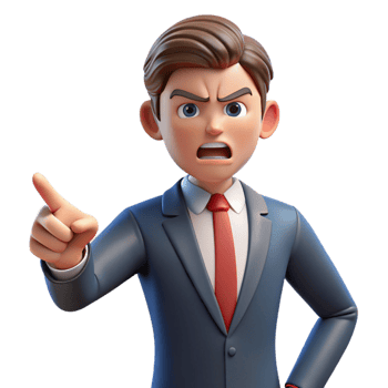 elegant contemporary Angry businessman in a suit pointing his finger detailed png