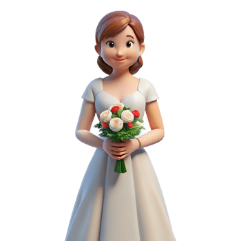 vibrant abstract Bride in a wedding dress holding a bouquet premium png