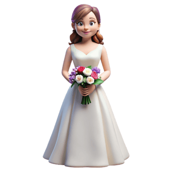 vibrant traditional Bride in a wedding dress holding a bouquet original png