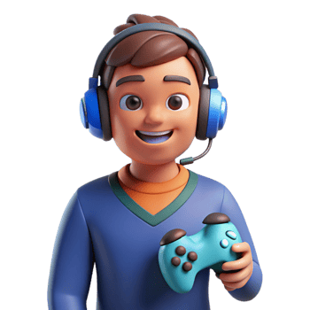 impressive minimalist Gamer with headphones and a controller premium png