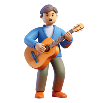 dramatic modern Musician playing a guitar authentic png