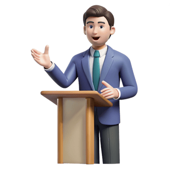 vibrant creative Speaker giving a presentation with hand gestures original png