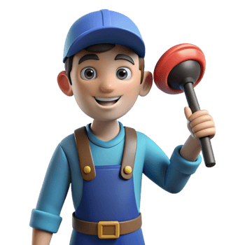 elegant rustic Plumber holding a plunger professional png
