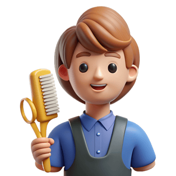 elegant classic Hairdresser with scissors and comb detailed png