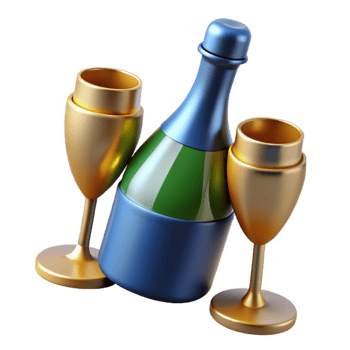serene vintage Champagne bottle and glasses original png