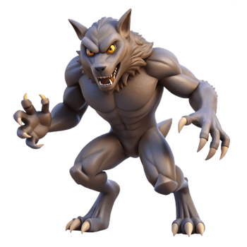 magnificent abstract A fierce werewolf, mid-transformation, claws extended, detailed png