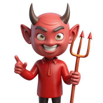 wonderful modern A mischievous imp, holding a pitchfork, devilish grin, 4K png